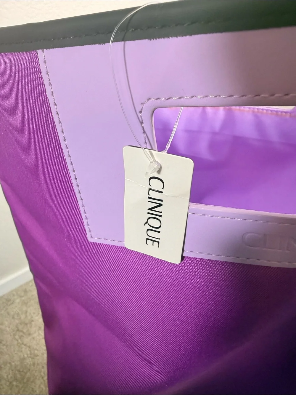 Clinique Violet Tote with Lavender Handle Accent